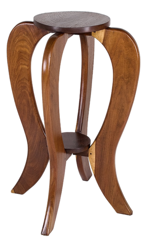 Art Deco Acacia Wood Plant Stand or Side Table, 1930s