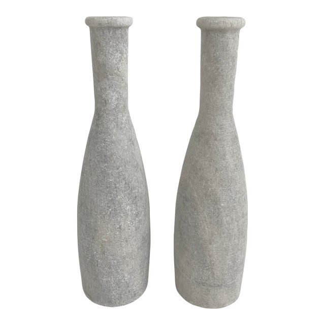 Modern Marble Candleholders - A Pair For Sale