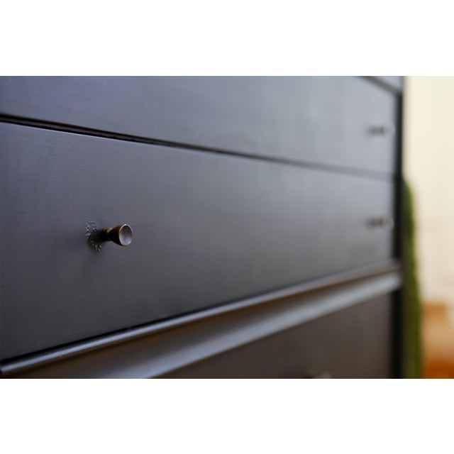 Vintage Classic Mid Century Modern Black Highboy Dresser by United