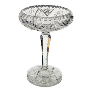 Antique Abp American Brilliant Cut Glass Pedestal Compote Candy Dish 8" H