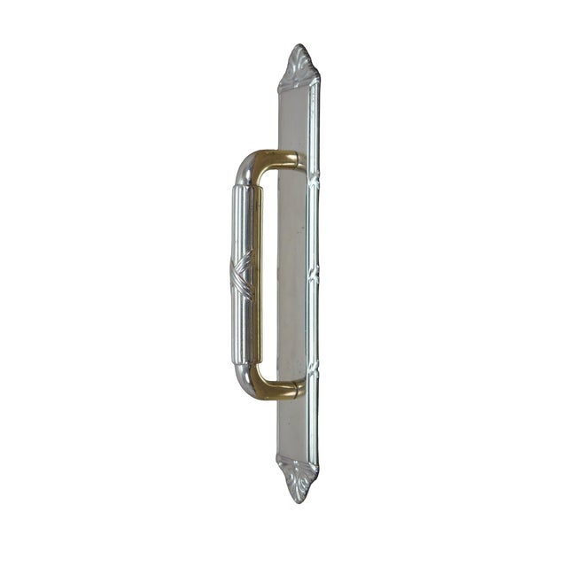 Neoclassical 2 Vintage Brass Neoclassical Ribbon & Reed Door Pulls W Backplate 7.5" For Sale - Image 3 of 10
