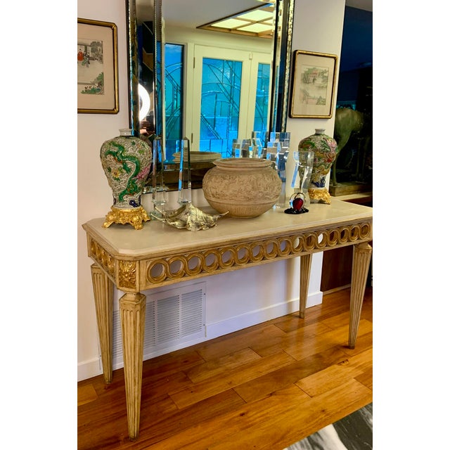 Italian Neo-Classical Style Painted Wood Console Table w/22k Gilt Details High quality designer piece, but I can't figure...