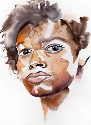 "Mend No. 5" Contemporary Original Expressionist Portrait Watercolor Painting by Elizabeth Becker