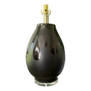 1980s Glossy Black Drip Glaze Lamp by Bauer