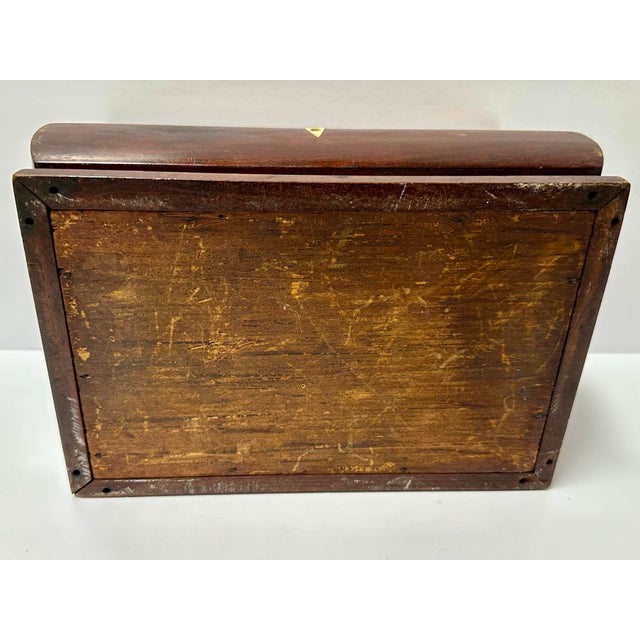 Antique Mid-Late 19th Century Wood Victorian Tea Caddy Chest/Box With Key For Sale - Image 12 of 12