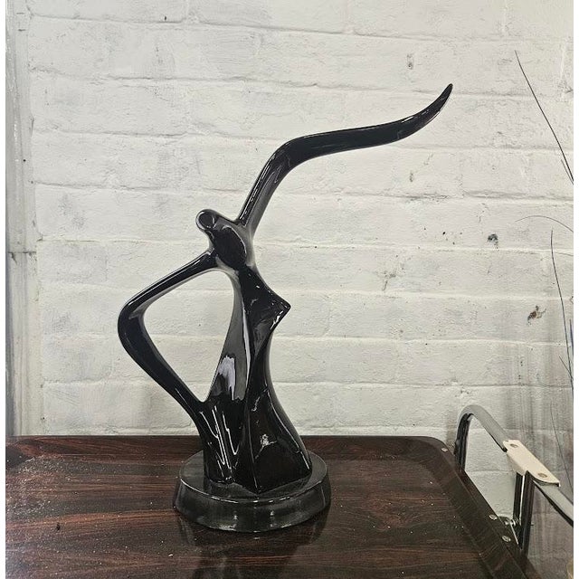 Vintage MCM Black Ceramic Seagull Sculpture For Sale - Image 4 of 8
