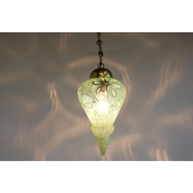 Arts & Crafts Vaseline Glass Pendant Light by Henry G. Richardson & Sons, 1900s For Sale - Image 3 of 7
