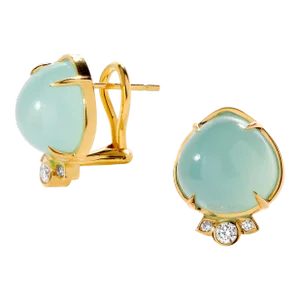 Syna Chalcedony Earrings with Diamonds, a Pair