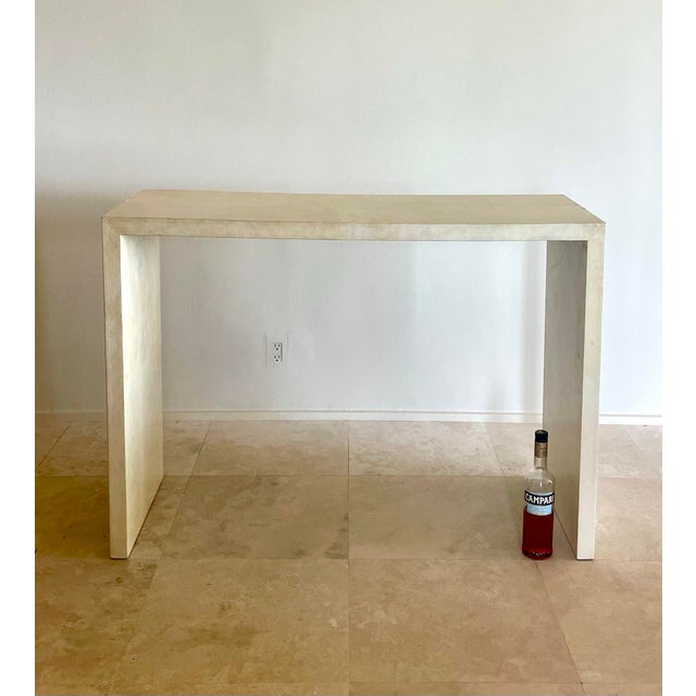 1980s Pair of Parchment Covered Console Tables (In the Manner of Jean-Michel Frank) For Sale - Image 9 of 9