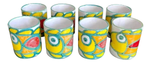 Giovanni DeSimone Italian Pottery Fish Cups- Set of 8