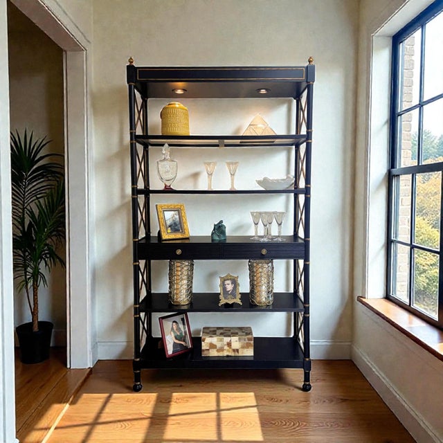 Sherrill Occasional Collection, Regency Etagere. This Empire-style etagere features five tiers with bamboo turned posts...