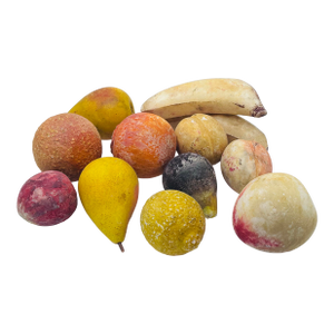 1950s Italian Hand Carved and Painted Marble Fruits- Set of 12
