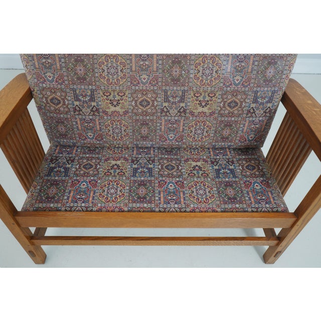 Stickley Mission Oak Spindle Settee Loveseat For Sale - Image 12 of 18
