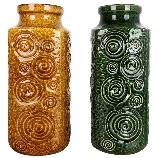 Fat Lava Pottery Jura 282-26 Vases from Scheurich, Germany, 1970s, Set of 2 For Sale - Image 15 of 15
