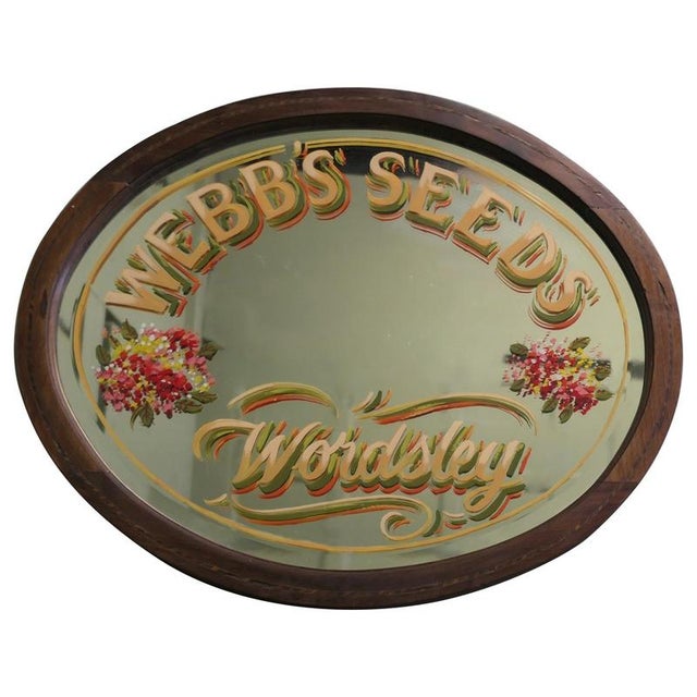 Oval Hand-Painted Advertising Mirror from Webbs For Sale - Image 6 of 6