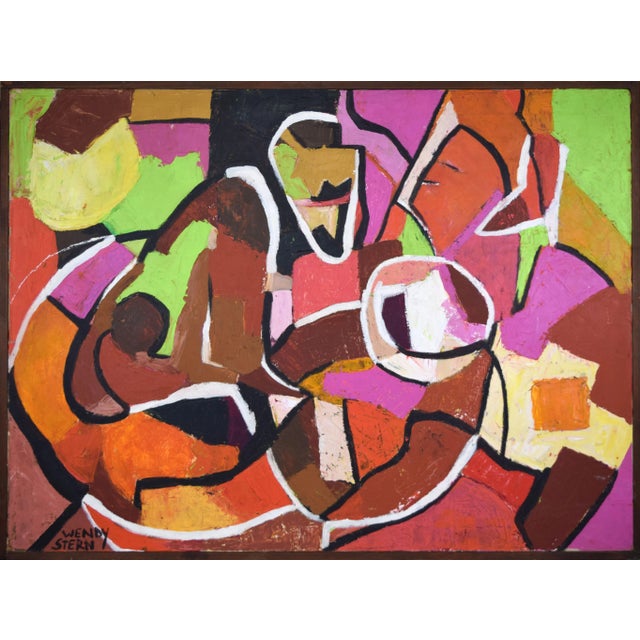 Pink Vintage Mid Century Modern Abstract Expressionist Oil Painting on Canvas C. 1960s For Sale - Image 8 of 8