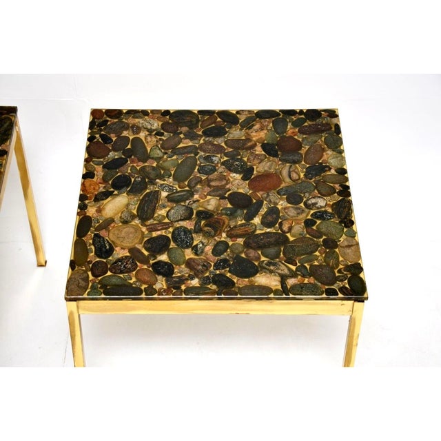 Vintage Swedish Brass and Stone Side Tables, 1970, Set of 2 For Sale - Image 6 of 11