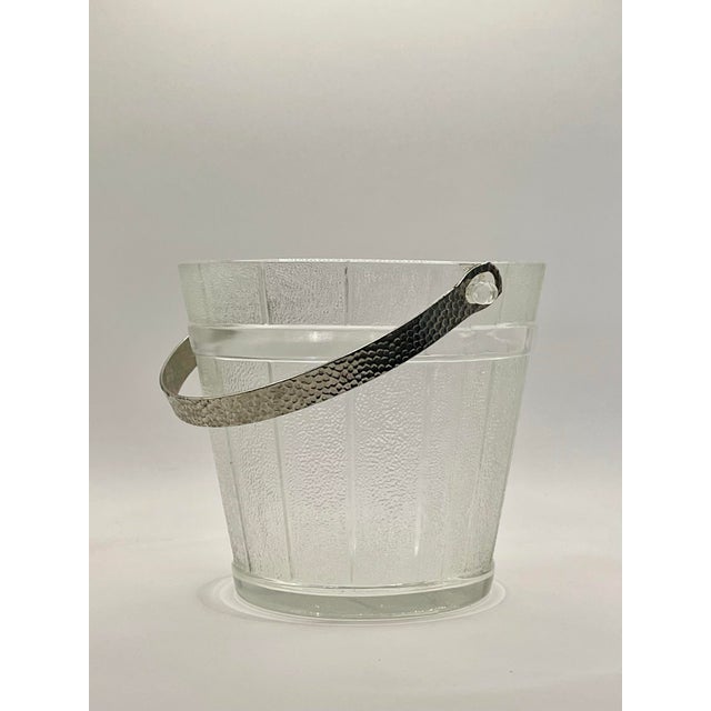 Metal Mid 20th Century Glass Faux Wood Ice Bucket For Sale - Image 7 of 10