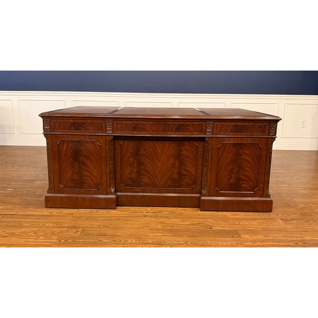 Brown Traditional 72” Mahogany Executive Desk by Leighton Hall - Showroom Sample For Sale - Image 8 of 18