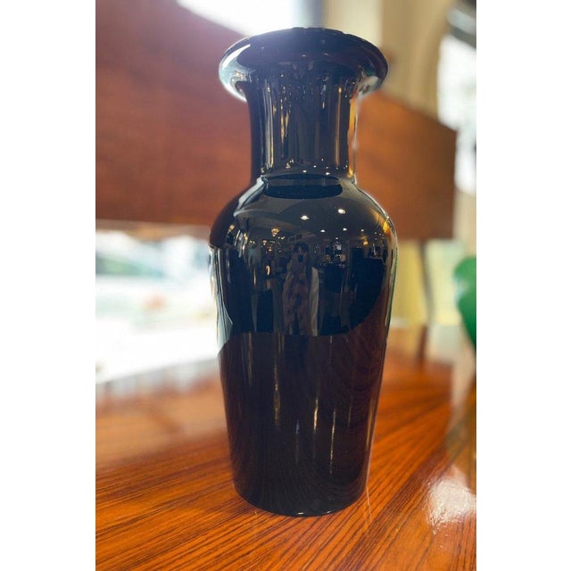 Murano Black Glass Vase by Barovier, 1960 For Sale - Image 6 of 9