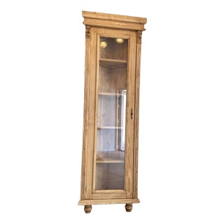 Corner Display Cabinet in Natural Wood and Softwood For Sale