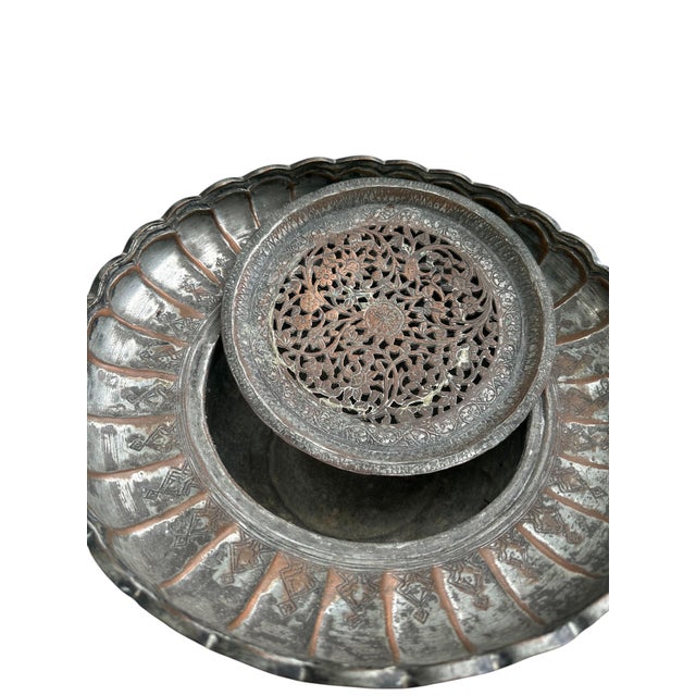 19th Century Dated Persian Qajar Tinned Copper Ewer Ablution Basin Set, Dated 1878. For Sale - Image 18 of 18