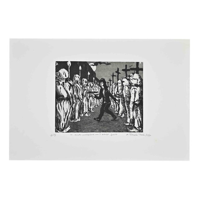 Amedeo Tedeschi Toschi, Holy Meditation Is Not Always Easy, 1990s, Etching For Sale