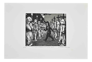 Amedeo Tedeschi Toschi, Holy Meditation Is Not Always Easy, 1990s, Etching