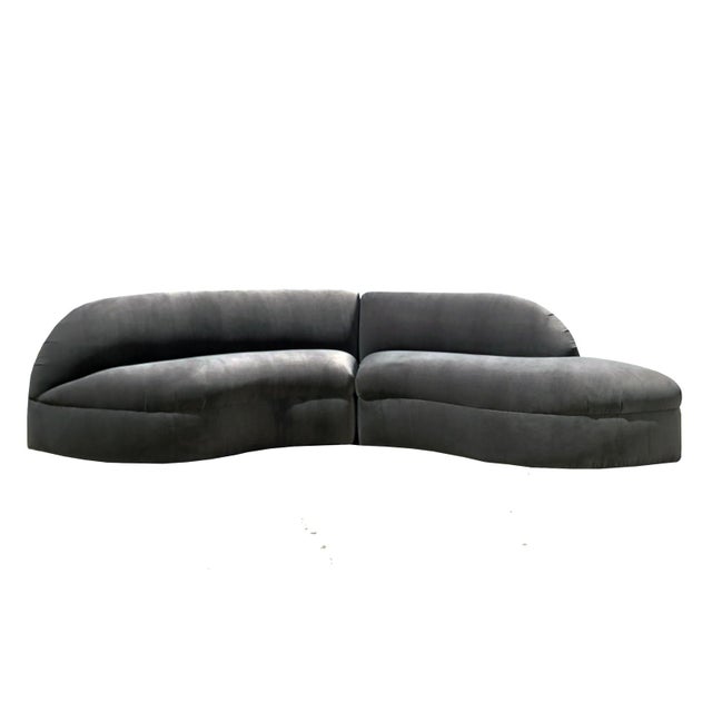 1980s Mid Century Modern Vladimir Kagan Grey Kidney Serpentine Curved Sectional Sofa For Sale In Los Angeles - Image 6 of 6