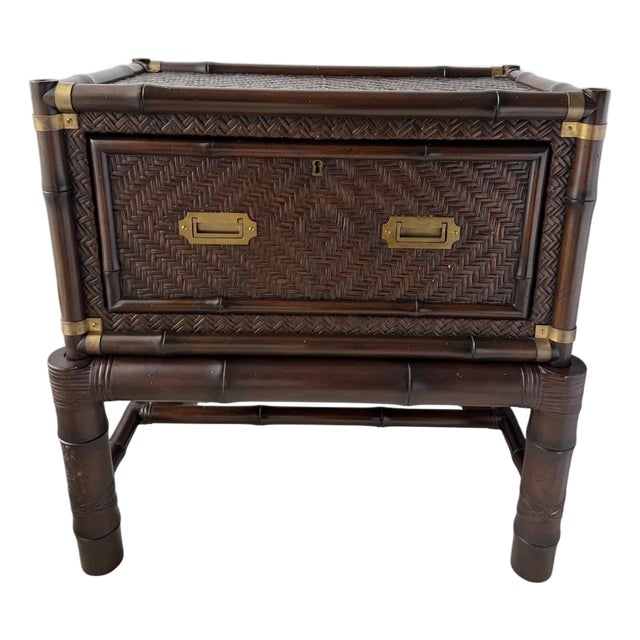Ralph Lauren Rattan Campaign Style Chest/Nighstand For Sale