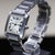 1990s Cartier Tank Francaise 2302 Large Steel Guilloche Roman Dial Blue Hands Watch For Sale - Image 9 of 12