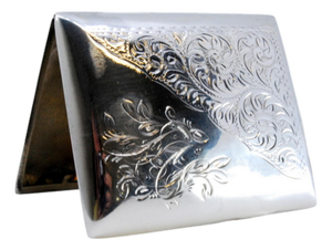 Silver Cigarette Case with Engraved Floral Motifs