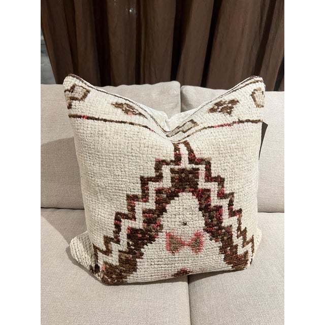 Tribal Pillow Made from Vintage Handwoven Rug With Velvet Backing and Feather/Down Insert For Sale - Image 3 of 8