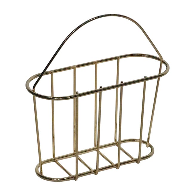 Glamorous Hollywood Regency style gold wash metal magazine, or record rack, in excellent original, clean and ready to use...
