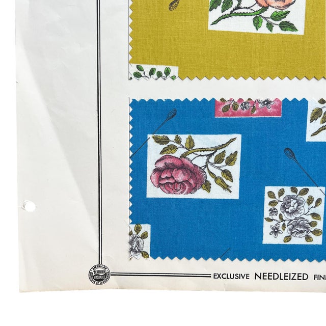 An exceptionally rare Fall 1956 E&W “Quadriga Cloth” original textile sample presentation board, featuring three vivid...