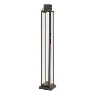 Modern Iron and Glass Taper Candle Lantern 21.5"H For Sale