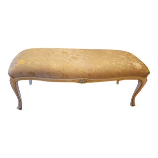 Baroque Italian Silk Upholstered Bench For Sale