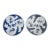 Small Chinese Cafe Au Lait Brown & Blue Porcelain Fish Tazza Dish Saucer Set For Sale