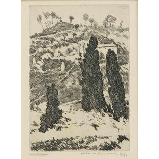 Leonardo Contilloni, Springtime Trees, 1950s, Etching For Sale
