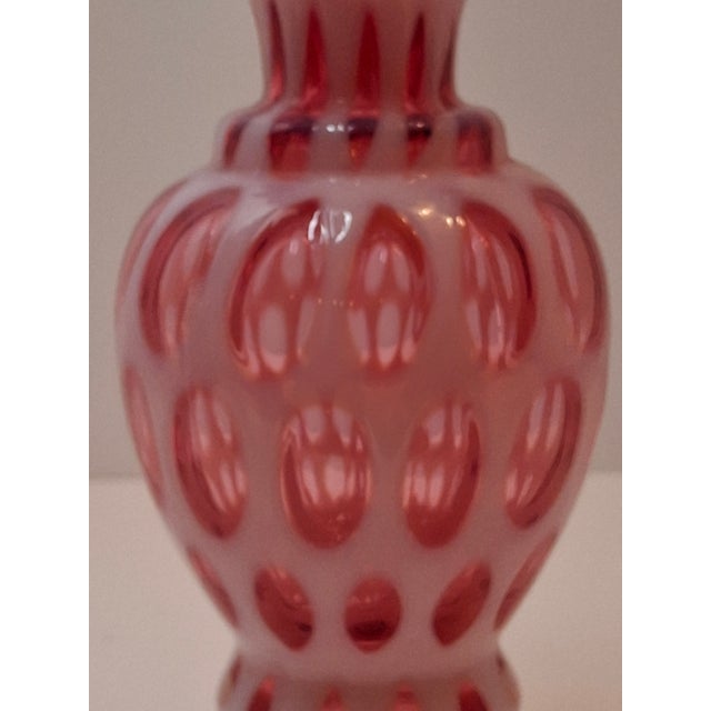 Victorian Cranberry Opalescent Coin Spot Vase Northwood Glass 6" Ruffled Rim Antique Eapg For Sale - Image 12 of 18