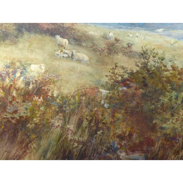Forest Green Carl Otto Hirsh, Sheep on the Hillside, 1891, Watercolour For Sale - Image 8 of 14