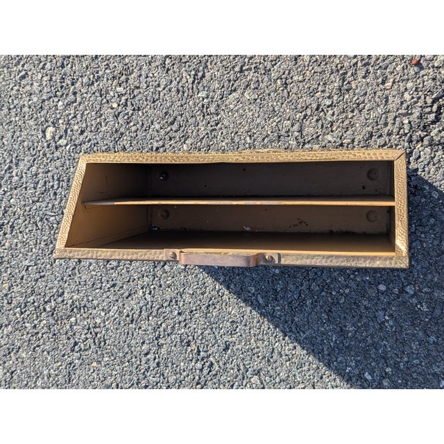 Vintage Sailboat Scene Embossed Brass Magazine Holder/Rack For Sale - Image 4 of 10