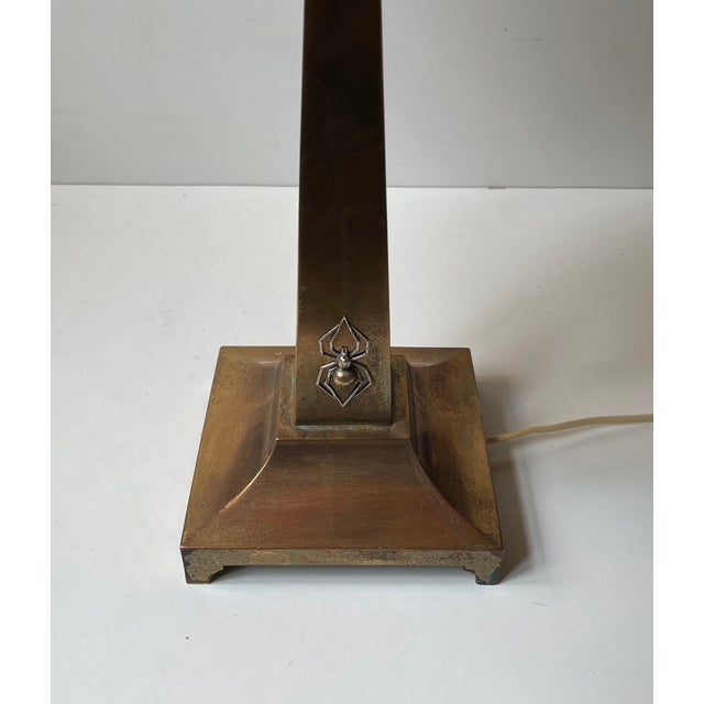 Art Deco Black Widow Table Lamp in Bronze, 1930s For Sale - Image 4 of 15