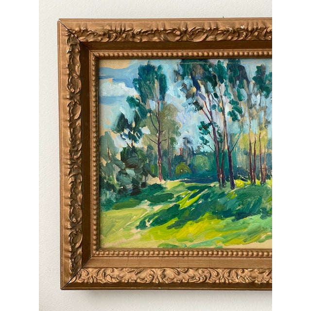 Late 20th Century Impressionist Oil on Board Grove of Trees, Framed For Sale - Image 13 of 17
