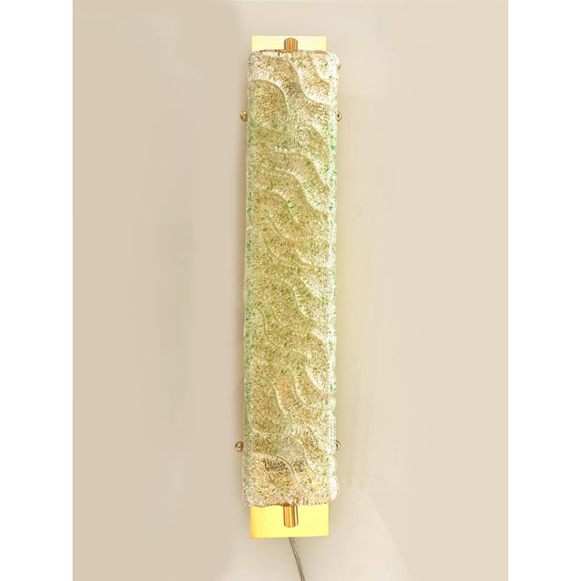 Luxury Gold 24k Wall Sconces With Green “Graniglia” Murano Glass –Set of Two For Sale - Image 4 of 9