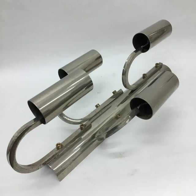 1960s ItalianSpace Age Large Chrome Four Lights Wall Sconces - Set of 4 For Sale - Image 11 of 12