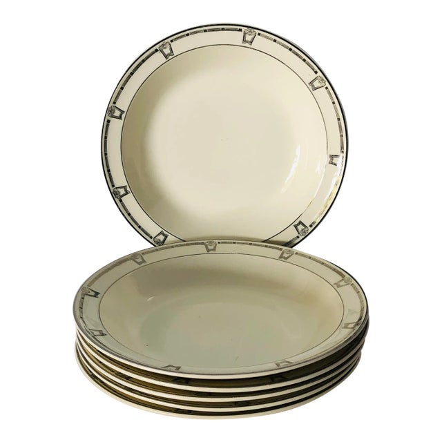 Vintage Art Deco Style Taylor Smith China Soup Bowls S/6 For Sale