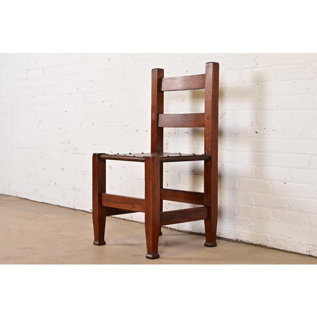 Stickley Brothers Joseph McHugh Antique Mission Oak Arts & Crafts Desk Chair or Side Chair, Circa 1920s For Sale - Image 4 of 12