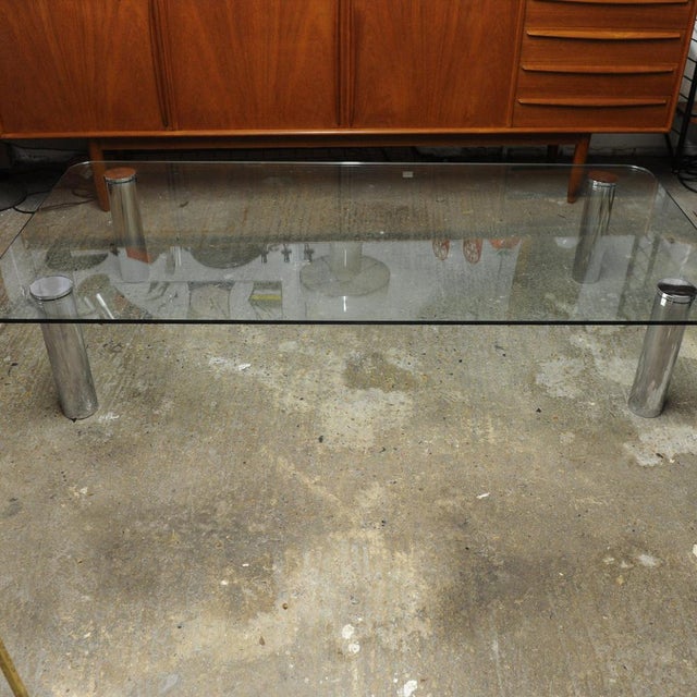Metal Large Glass and Chrome Coffee Table from Zanotta, 1960s For Sale - Image 7 of 9