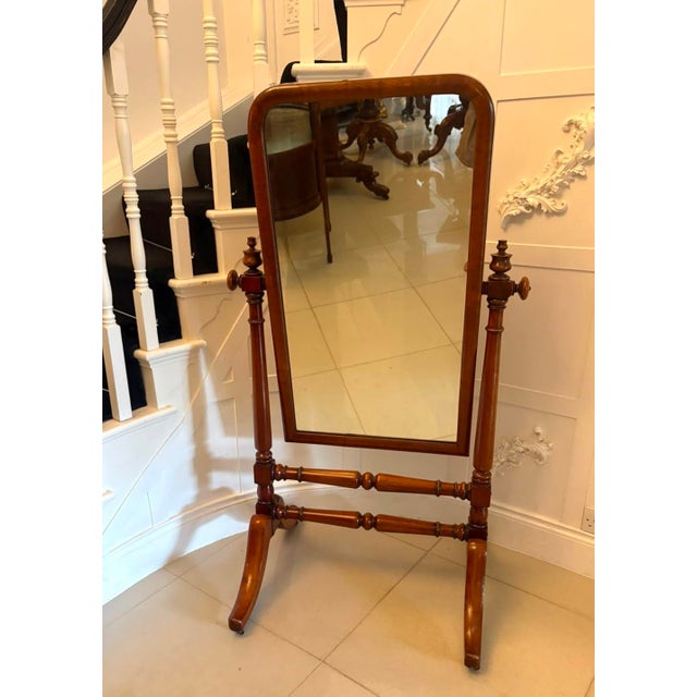 Antique Victorian Mahogany Freestanding Cheval Dressing Mirror, 1860 For Sale - Image 12 of 12